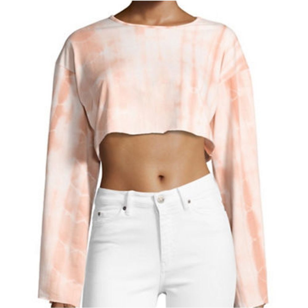 Missguided Tie-Dye Cropped Sweatshirt-WHITE-UK 8/US 4
